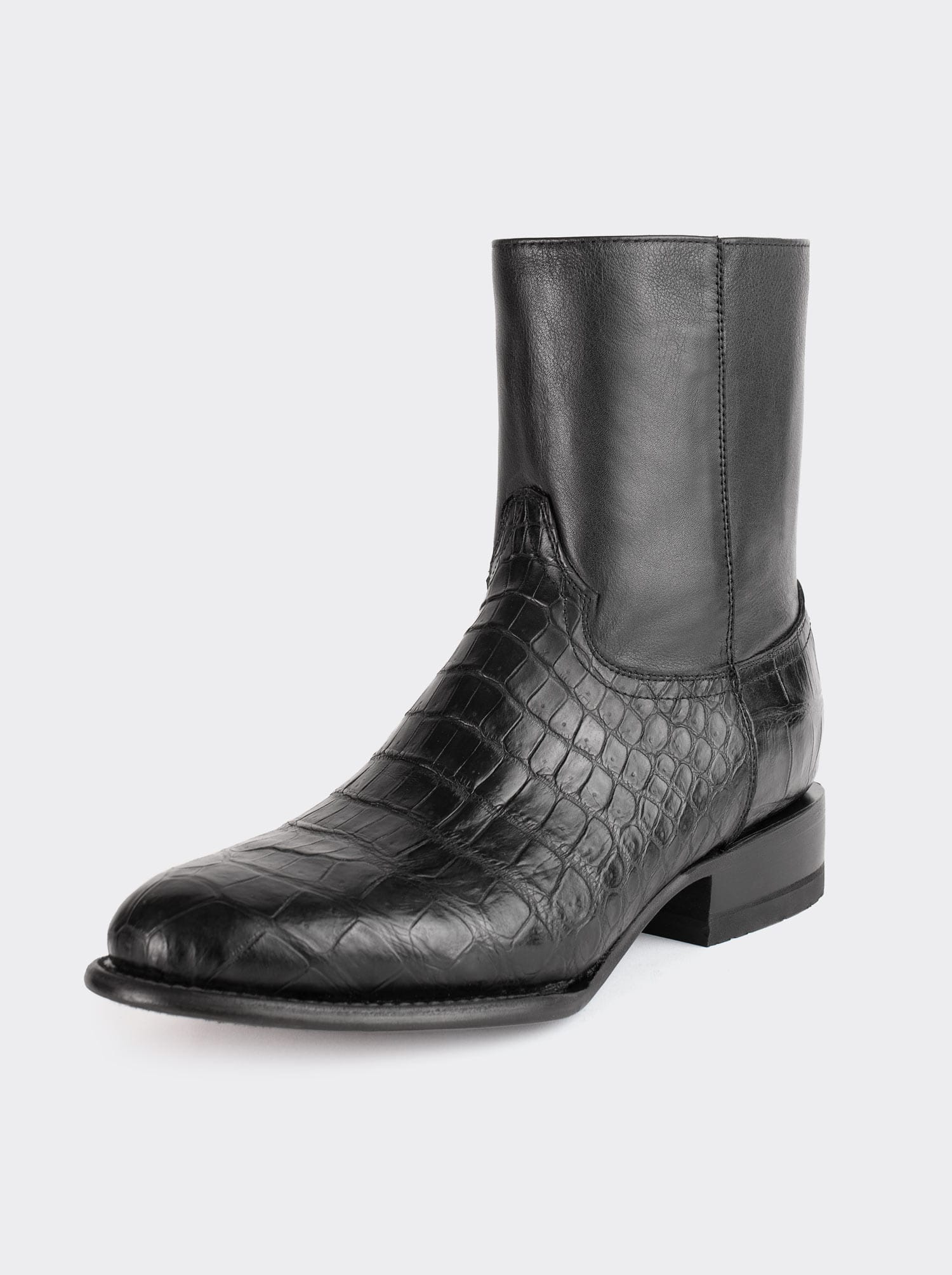 Botín Vaquero con Cierre en Piel Genuina de Moreleti Color Negro Estilo 11200