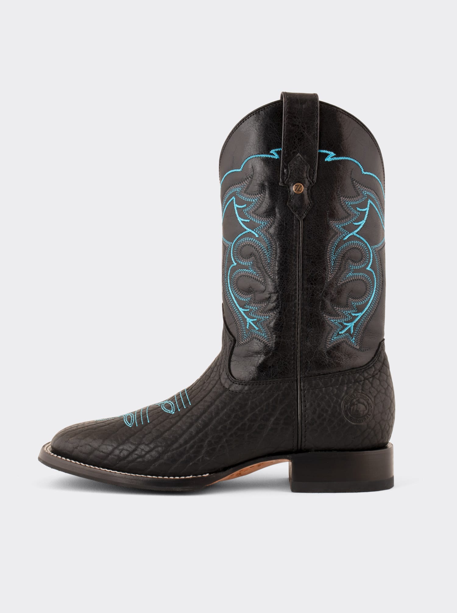 Bota Rodeo con Suela Antiderrapante Cuello de Toro Pulido Negro Estilo 1556