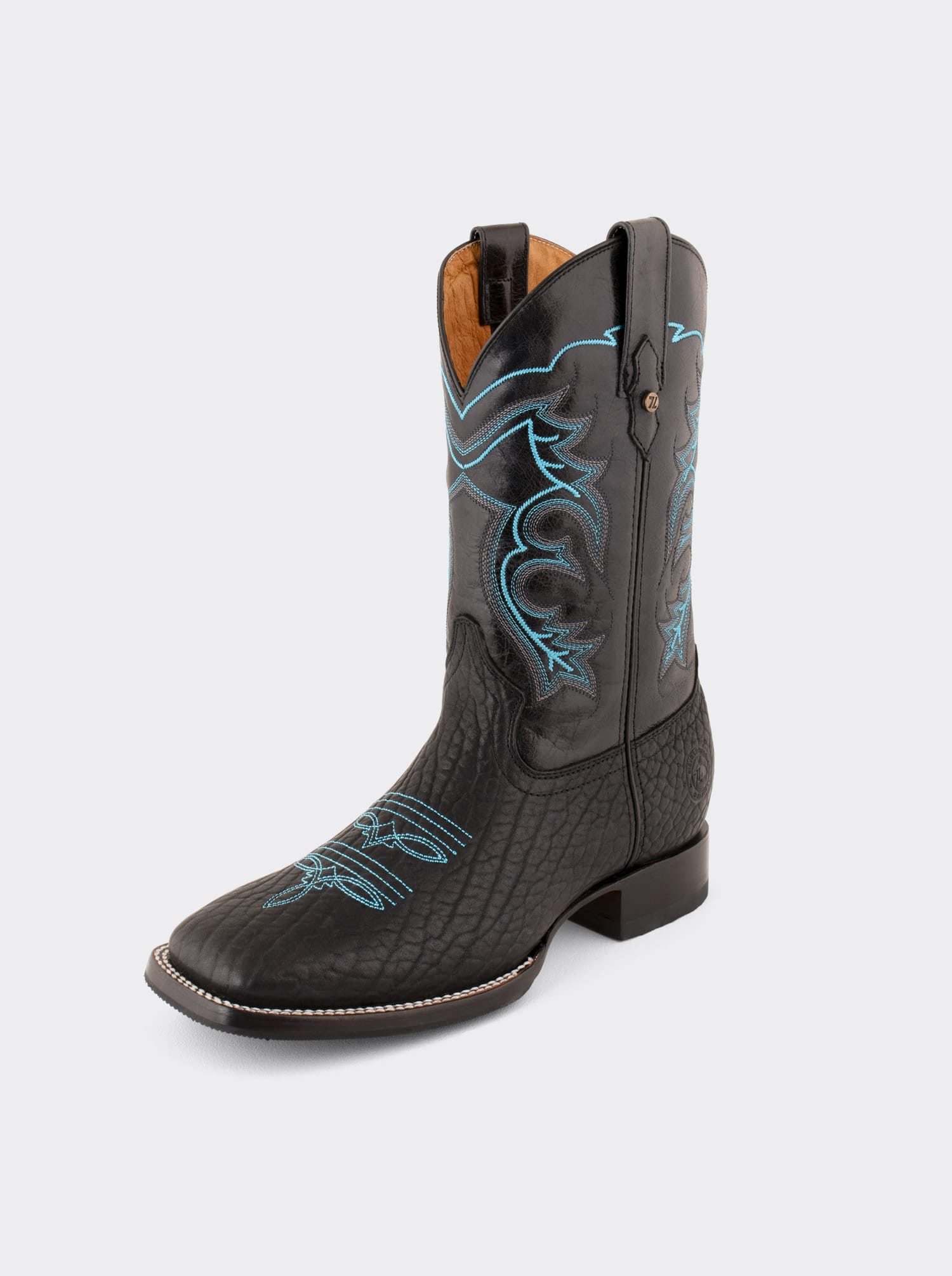 Bota Rodeo con Suela Antiderrapante Cuello de Toro Pulido Negro Estilo 1556