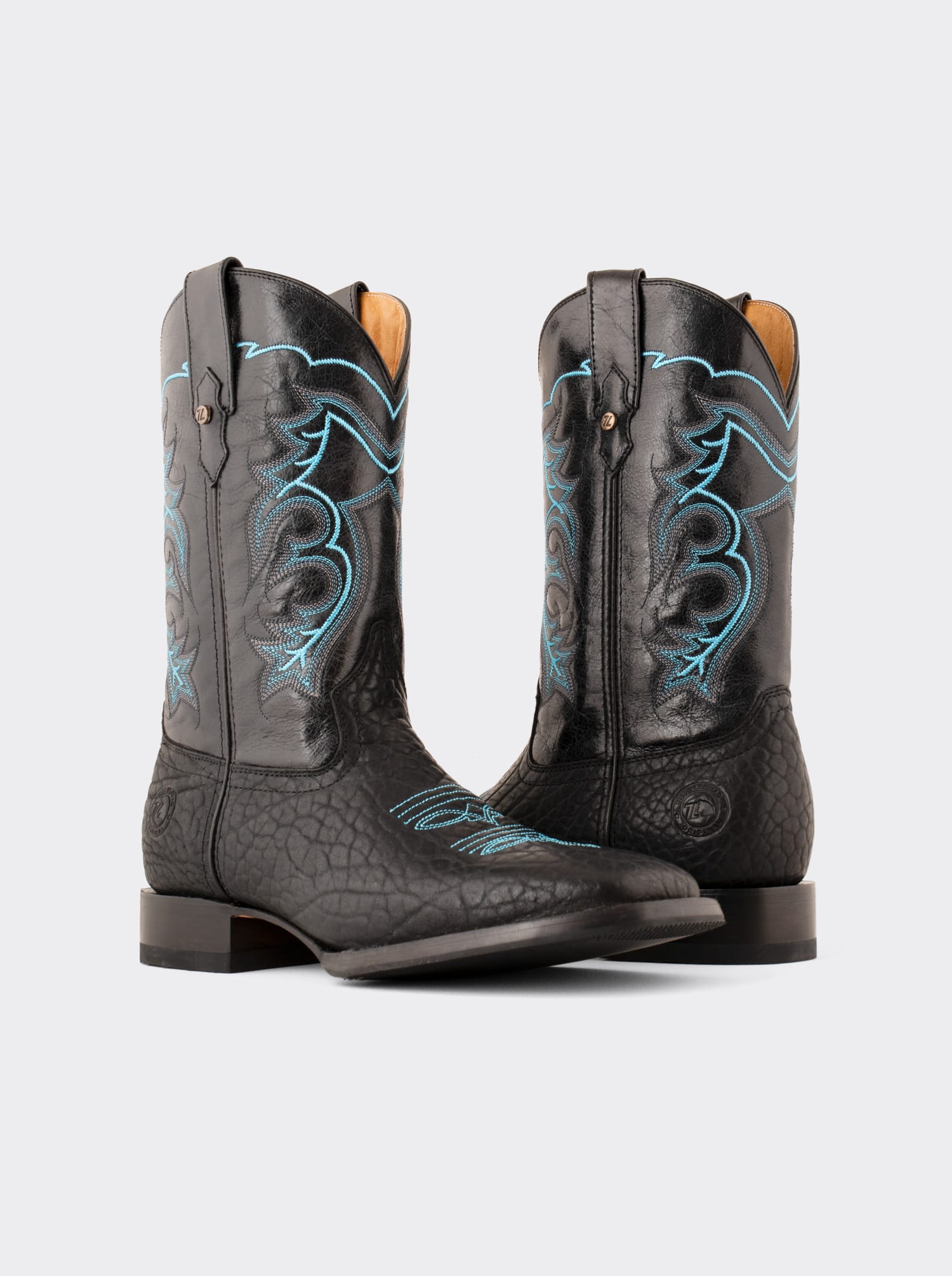 Bota Rodeo con Suela Antiderrapante Cuello de Toro Pulido Negro Estilo 1556