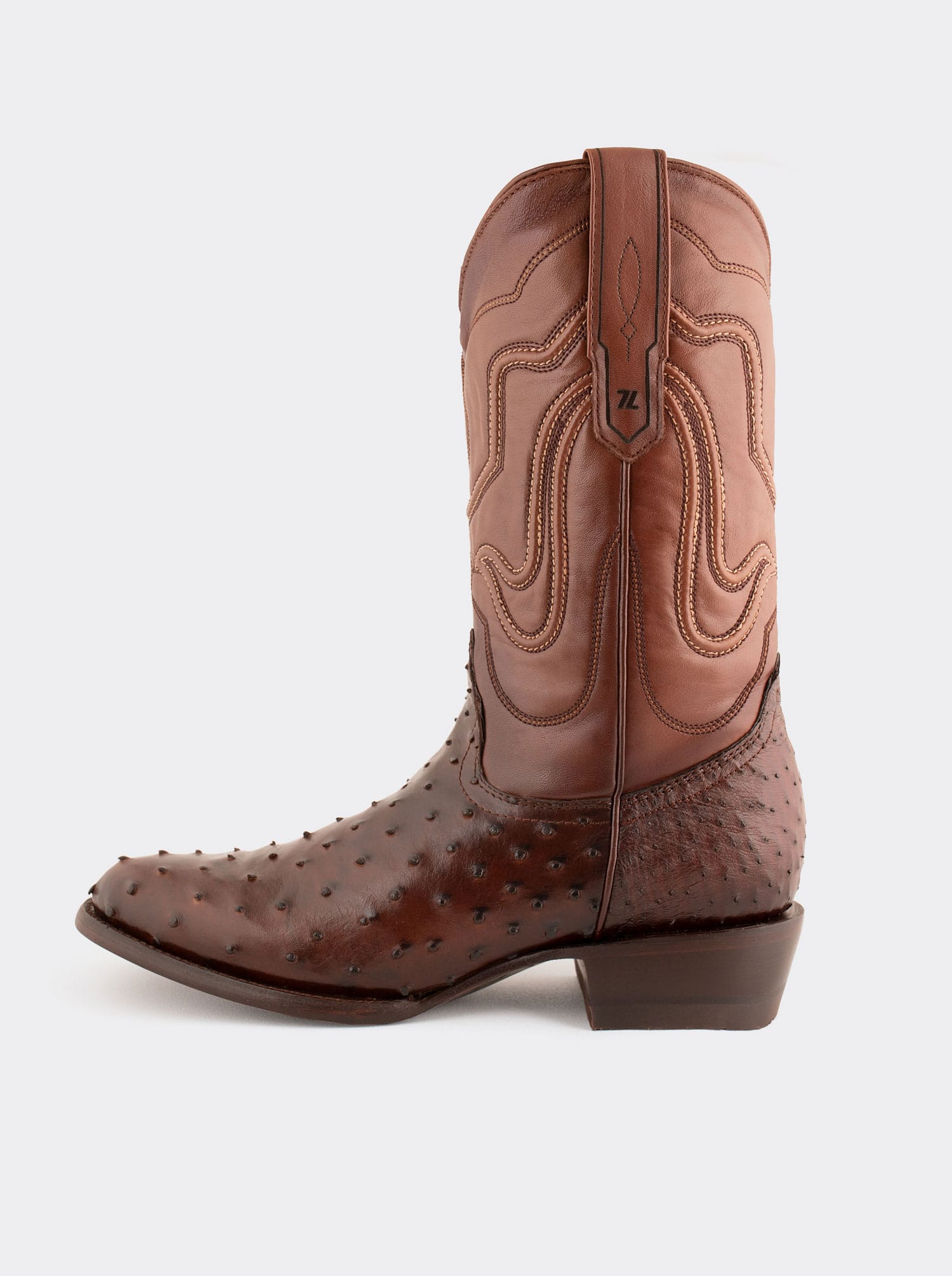 Bota Vaquera con Suela de Cuero en Piel Genuina de Avestruz Bruchatto Estilo 1055