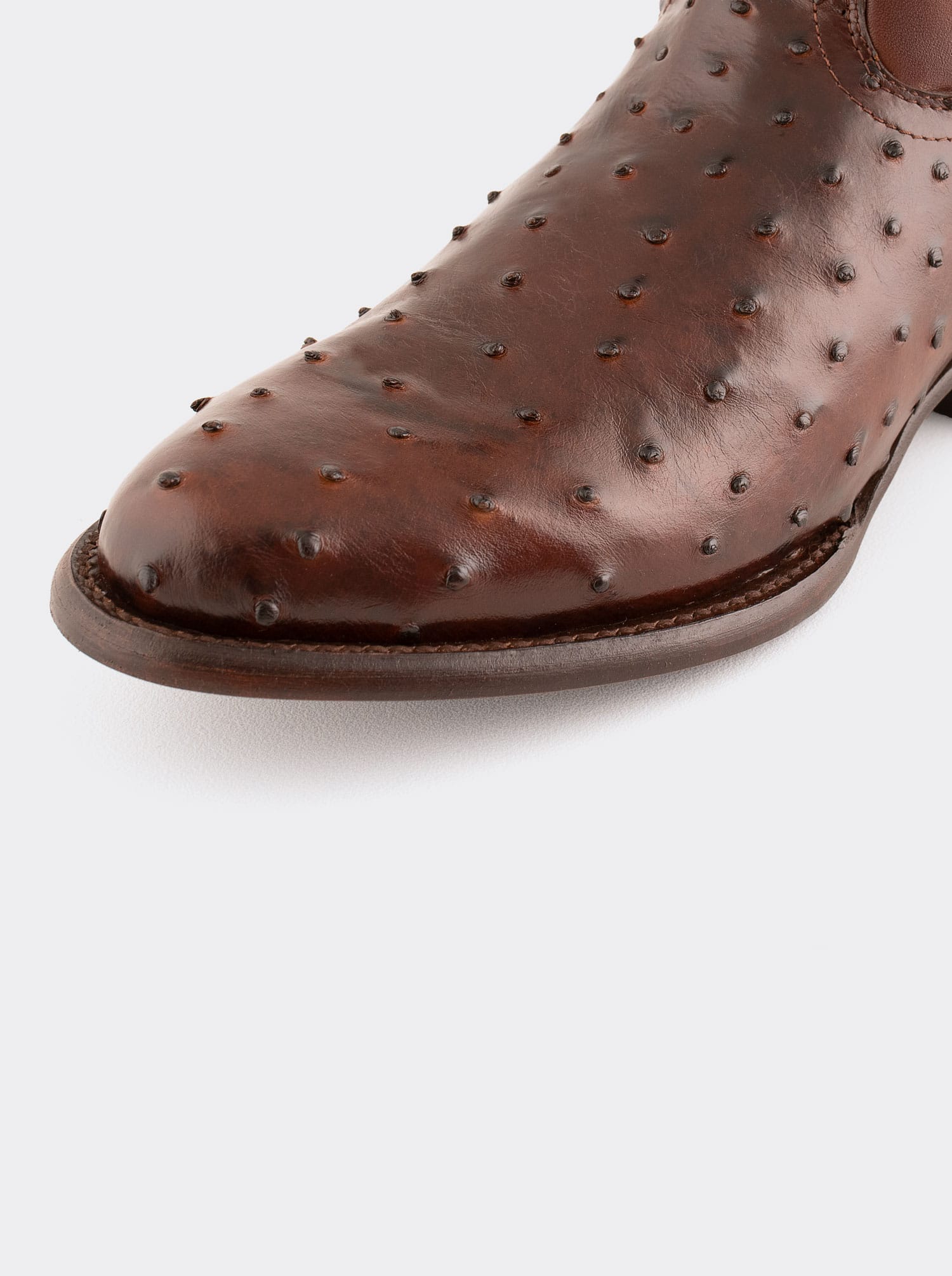 Bota Vaquera con Suela de Cuero en Piel Genuina de Avestruz Bruchatto Estilo 1055