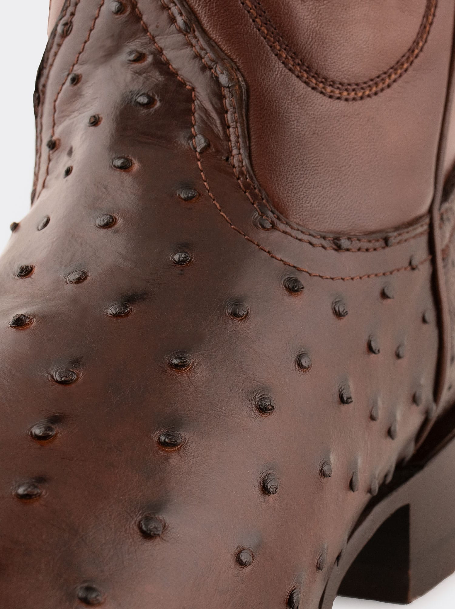 Bota Vaquera con Suela de Cuero en Piel Genuina de Avestruz Bruchatto Estilo 1055