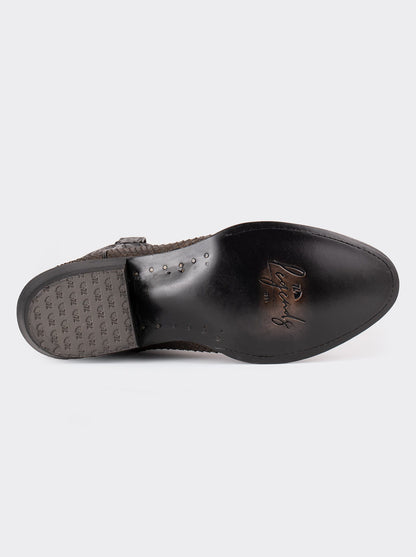 Bota Vaquera con Suela de Cuero en Piel Genuina de Pitón Taupe Estilo 1055