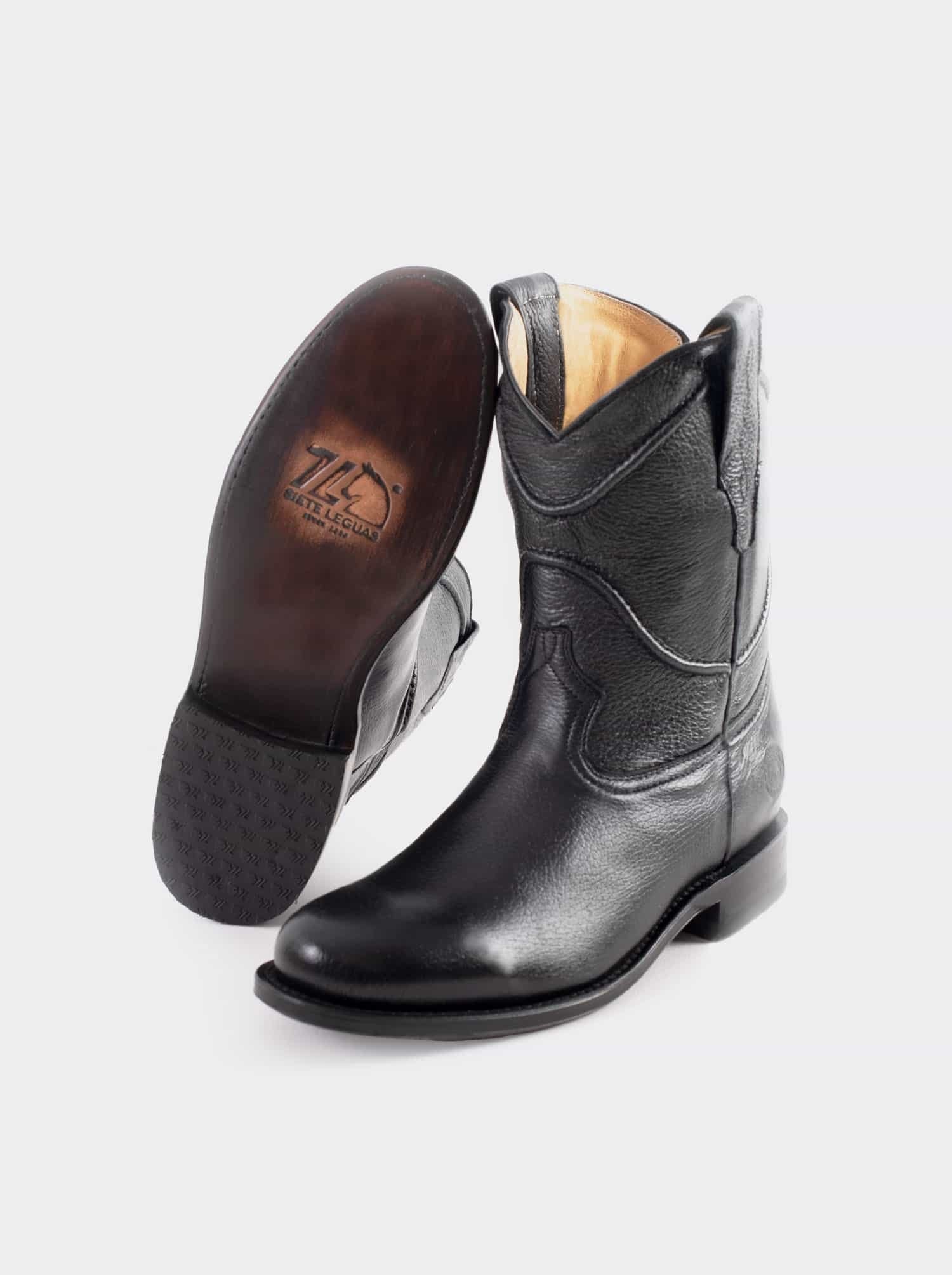 Bota Roper Siete Leguas piel Venado Geniuno Negro Est. 1001