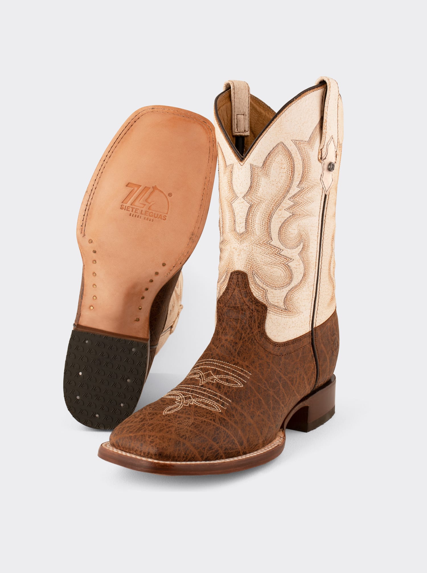 Bota Rodeo con Suela de Cuero en piel Imitación Dragon Cognac Estilo 1555