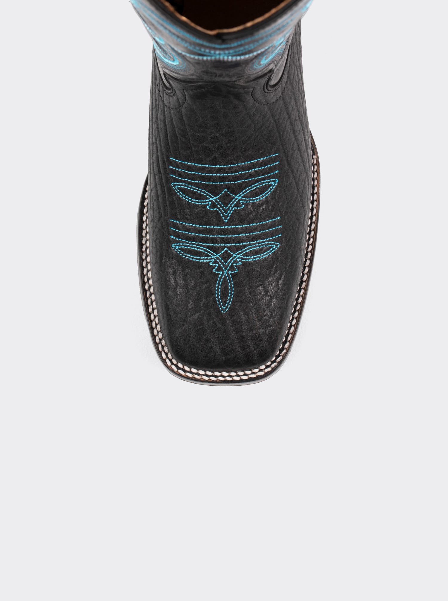 Bota Rodeo con Suela Antiderrapante Cuello de Toro Pulido Negro Estilo 1556