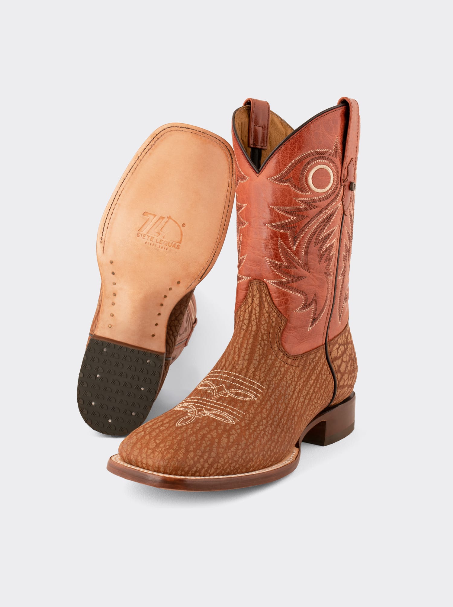 Bota Rodeo con Suela de Cuero Cuello de Toro Pulido Shedron Estilo 1557