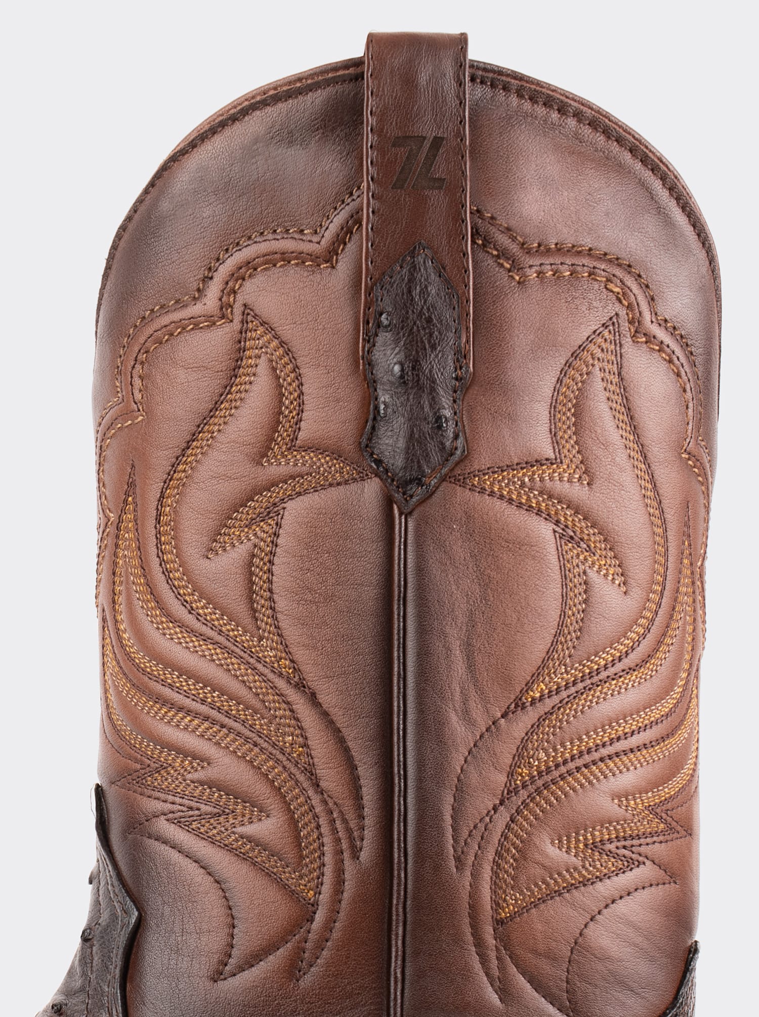 Bota Rodeo con Suela de Cuero en Piel Genuina de Avestruz Chocolato Estilo 1558