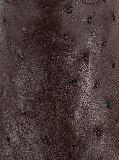 Bota Rodeo con Suela de Cuero en Piel Genuina de Avestruz Chocolato Estilo 1558