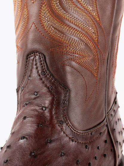 Bota Rodeo con Suela de Cuero en Piel Genuina de Avestruz Bruchatto Estilo 1558