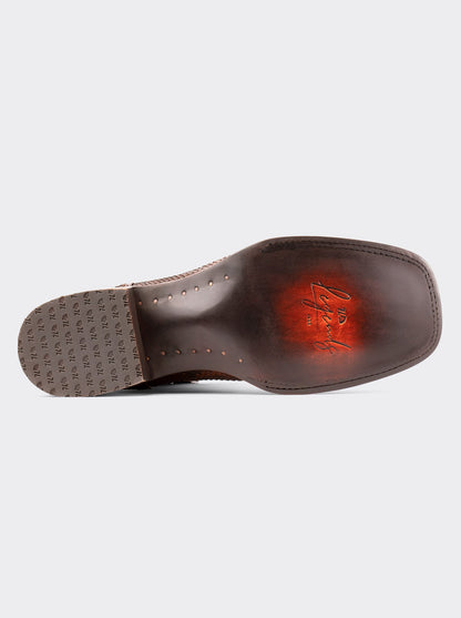 Bota Rodeo con Suela de Cuero en Piel Genuina de Pitón Caramel Estilo 1558
