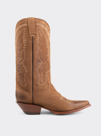Bota Vaquera Tacón Cubano Nobuck Terracota Estilo 1748