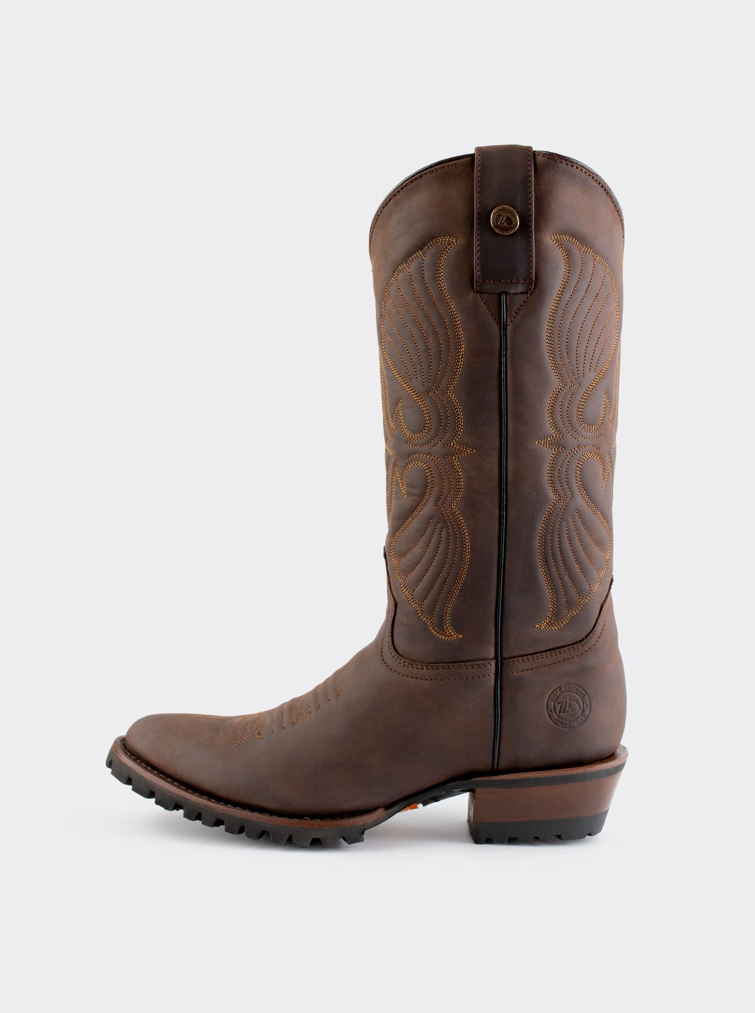 Bota Vaquera de Trabajo con Suela Track Crazy Café Estilo 1345