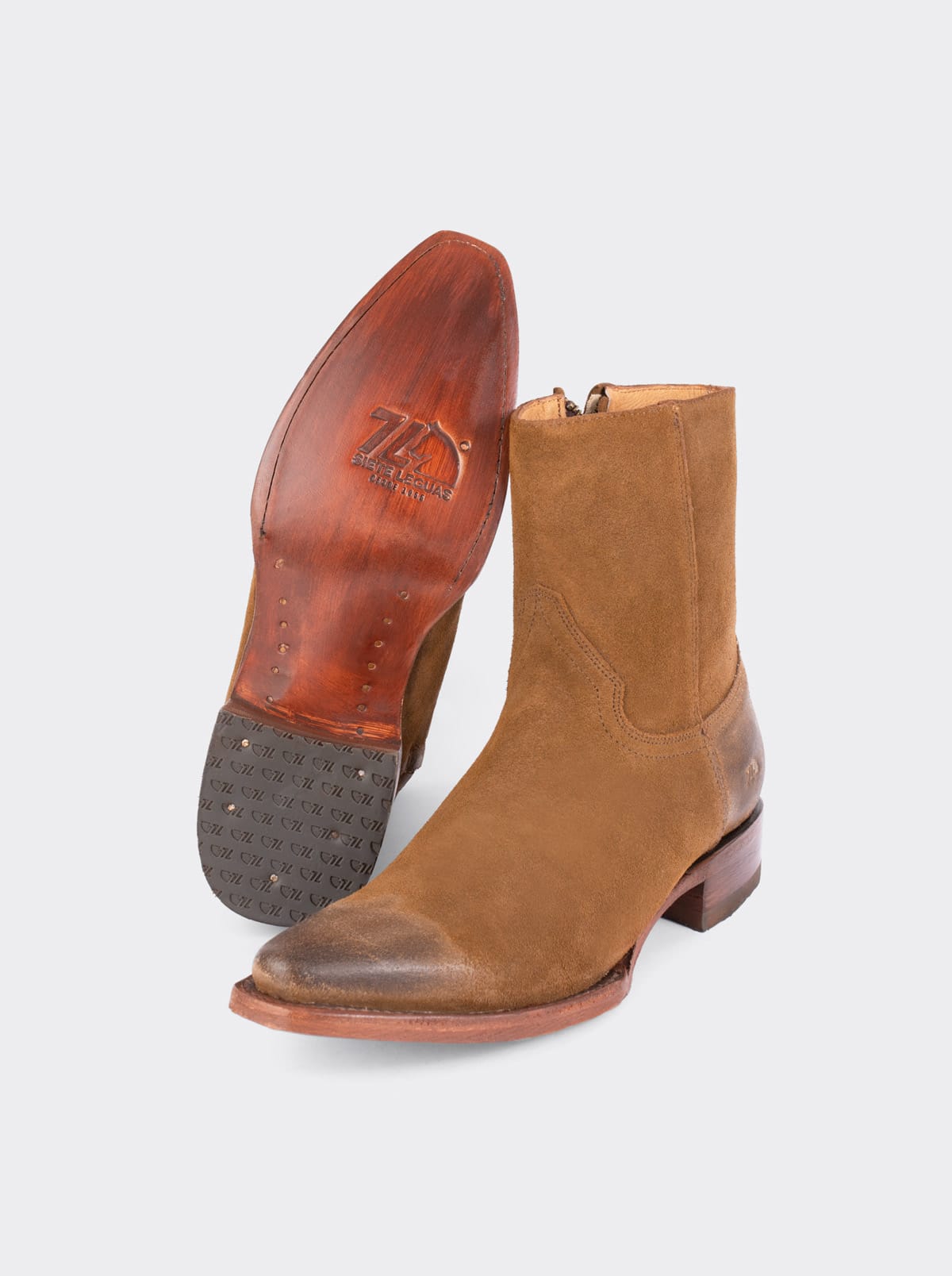Botín Vaquero Puntal con Cierre Gamuza Ginger estilo 6207