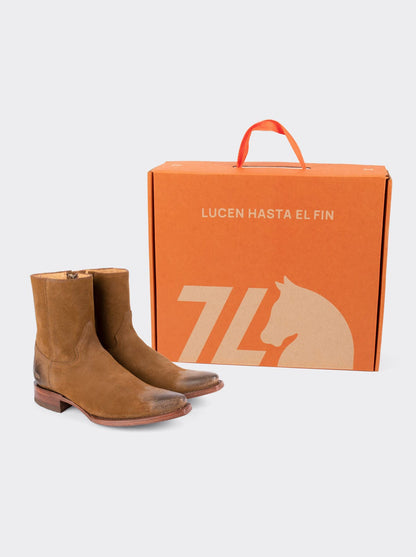 Botín Vaquero Puntal con Cierre Gamuza Ginger estilo 6207