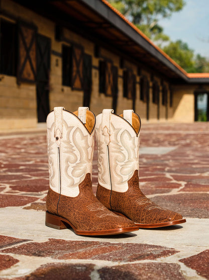Bota Rodeo con Suela de Cuero en piel Imitación Dragon Cognac Estilo 1555